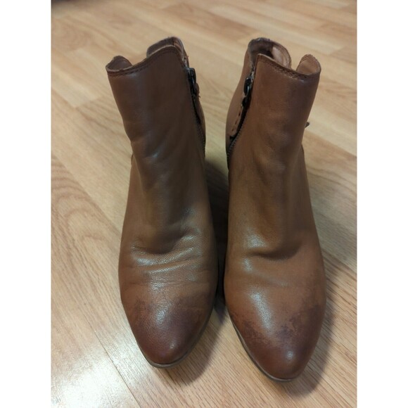 Frye Judith Bootie Boots Womens 8M Cognac Brown Leather Zip Ankle 2.5" Heel - Picture 2 of 12